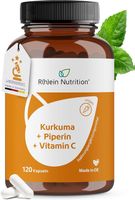 Kurkuma-Kapseln mit Piperin Vitamin C 120 Stück Vegan