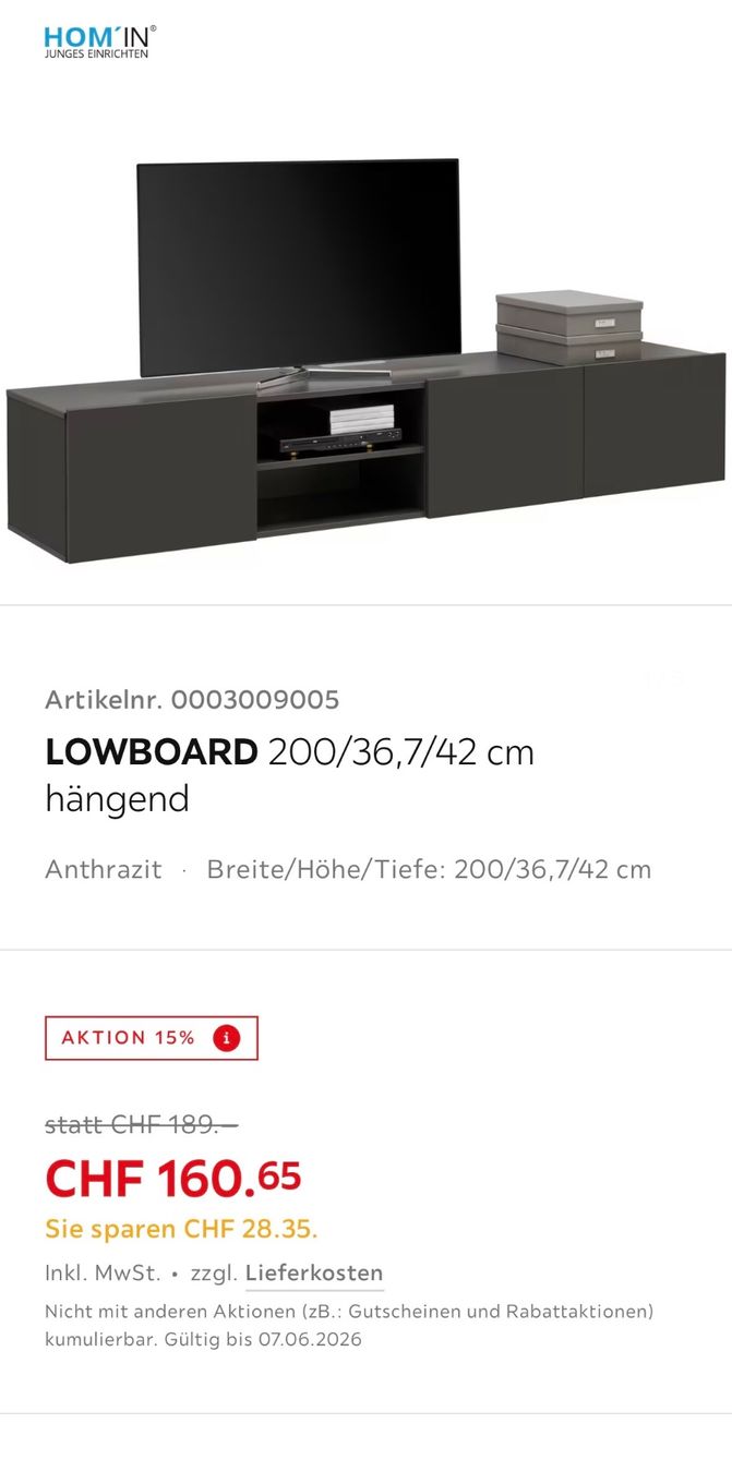 Mobili TV: TV-Möbel Sideboard Grau – Usato da Niederwil SG venduto da Dano95 1