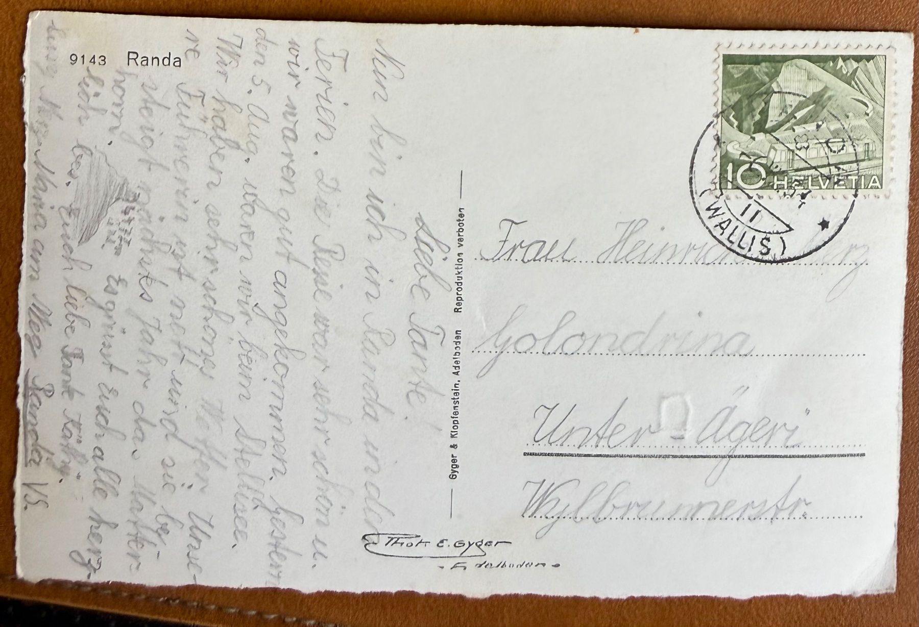 Ansichtskarten: Randa - Panorama 1954 – Gebraucht aus Lutry von Ediego 1