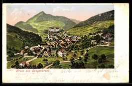 AK Langenbruck, Ortsansicht mit Kirche und Häusern