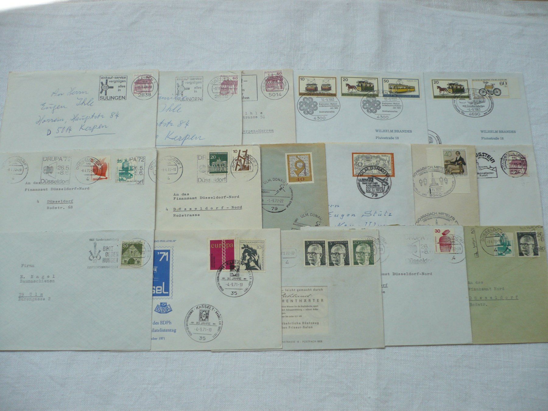 Alle Briefmarken: BRD 16 Bedarfsbriefe – Gebraucht aus Zürich von saltandpepper008