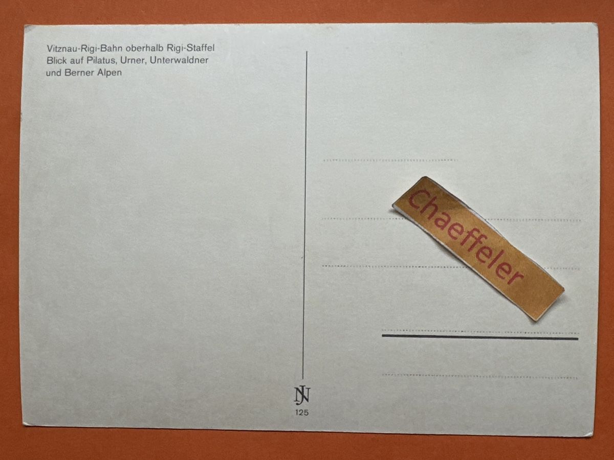Cartoline postali: Vitznau-Rigi Bahn oberhalb Rigi-Staffel – Usato da Zürich venduto da Chaeffeler 1