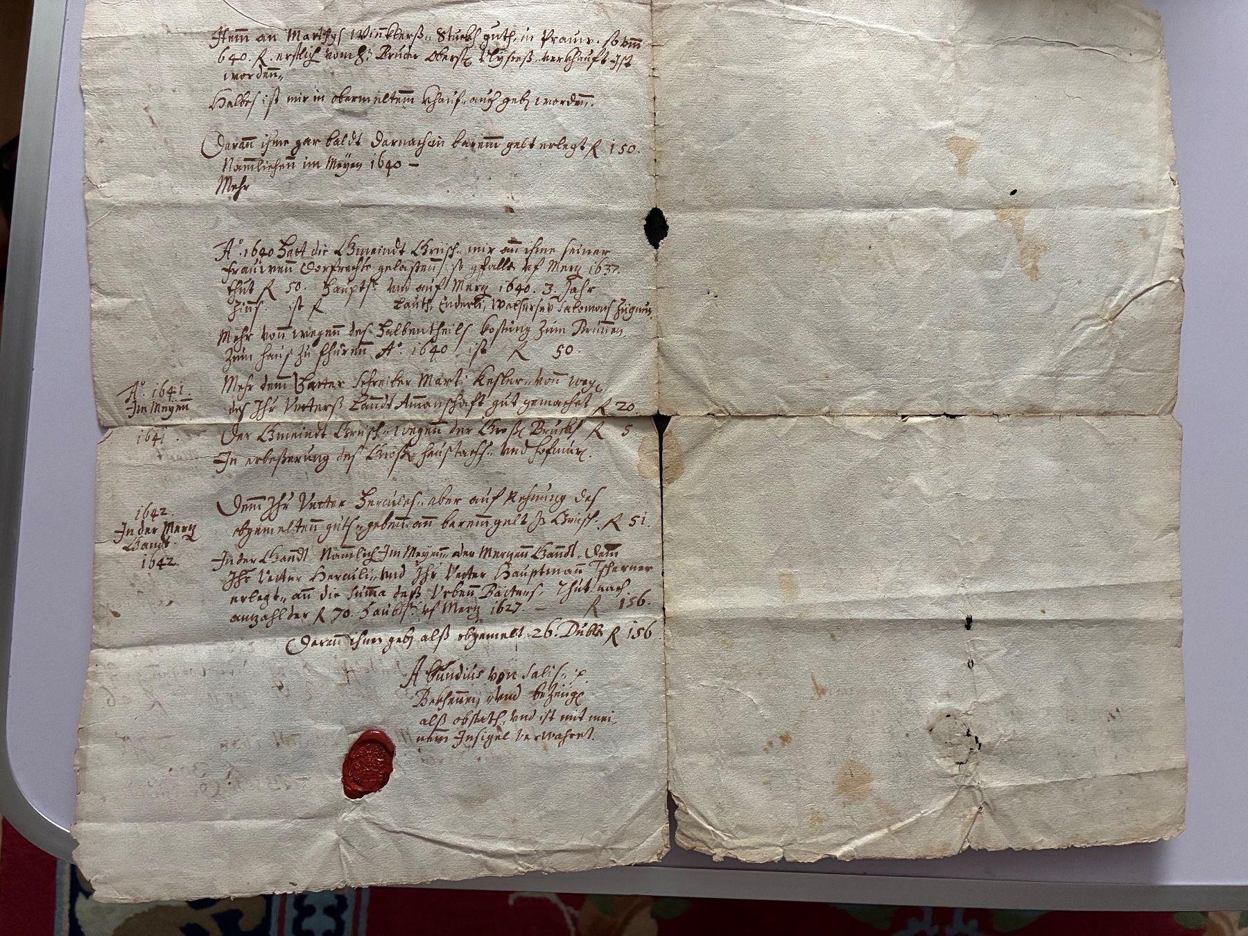 Documenti: Documento antico del 1637 con sigillo di ceralacca – Usato da Savosa venduto da Fransis 4