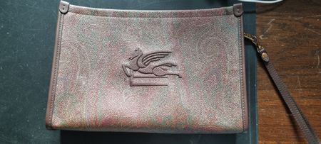 Etro Clutch Tasche braun mit Paisley Muster neu NP 460.--
