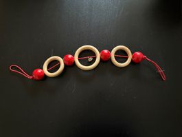 Holz-Wagenschmuck, rot, mit Glöckchen, Top Zustand!