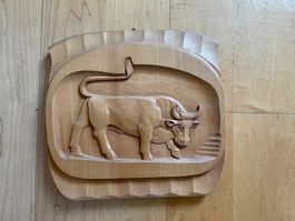 Holzrelief Magische Kunst Stier Unikat