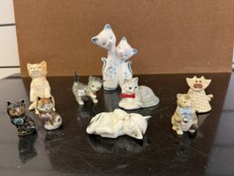 Lots de 9 figurines chats vintage 