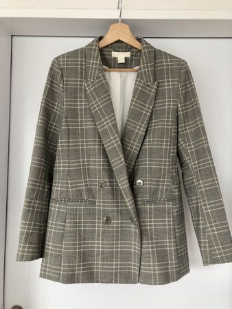Blazer kariert, grau, 38, H&M - klassischer Schnitt