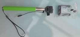 Vintage Selfie Stick mit Auslöser, grün, NEU, OVP