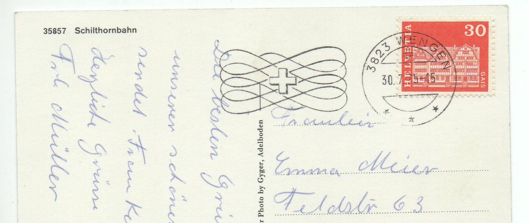 Cartes postales: Schilthornbahn MÜRREN Luftseilbahn - Eiger, Mönch, Jungfrau – D'occasion à Jona par philajona 1