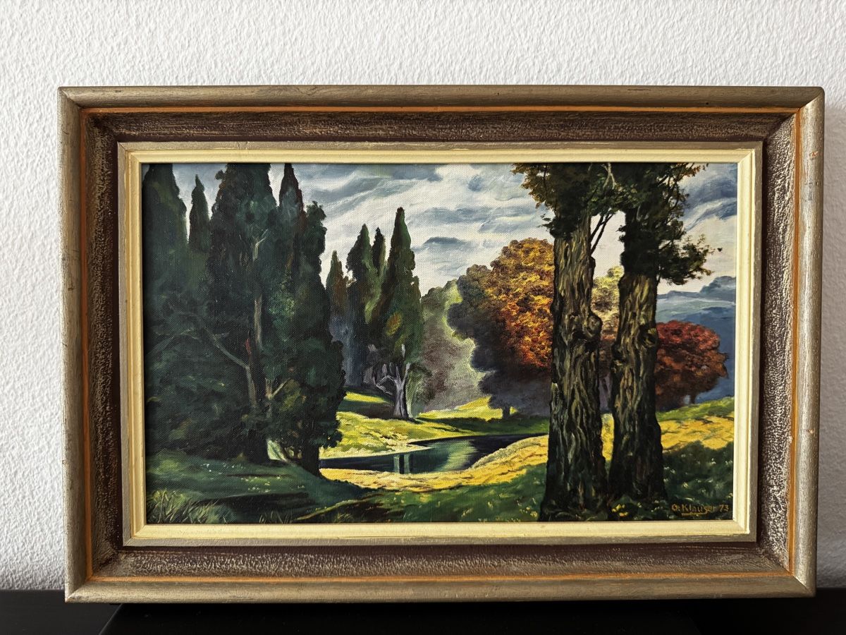 Dipinti: Gemälde "Herbstlandschaft" von O. Klauser, 1973 – Usato da Zollikofen venduto da Comcast 3