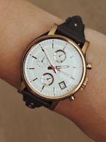 Fossil Uhr Boyfriend Chronograph goldfarben mit Lederarmband