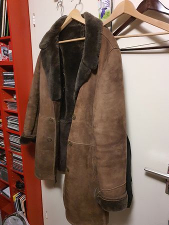 Echter Shearling-Leder-Wintermantel + Hut Gr. 50 - Warm!