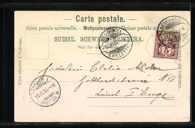 Cartoline postali: Mondschein-AK Neuchatel, Gesamtansicht – Usato da Berlin venduto da bartko-reher 1