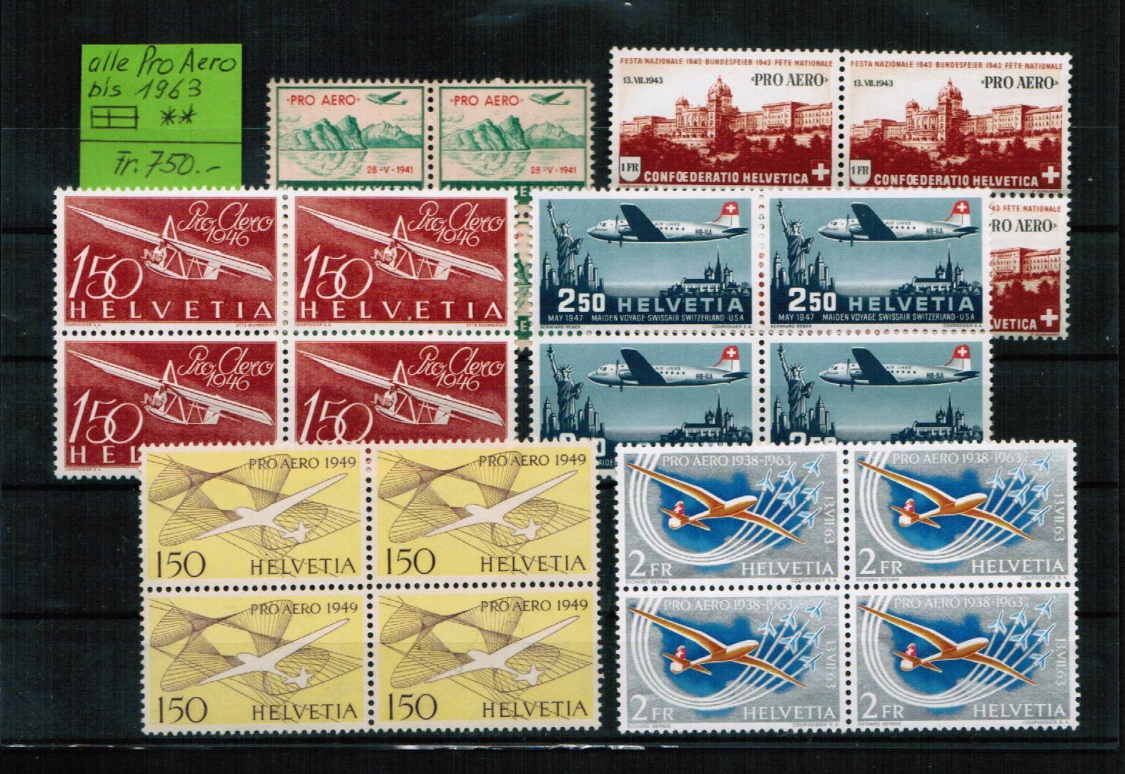 Tutti i francobolli: Pro Aero - alle VB bis 1963 ** postfrisch – Nuovo (secondo la descrizione) da Bern venduto da peri02