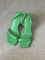 Mango Bright Green Strappy Heeled Sandals  Lightly Used