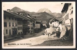 AK Gruyères, La rue et Moleson, 1939