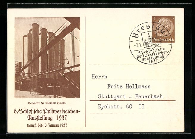 Ganzsachen: Breslau, 6. Schlesische Postwertzeichen- – Gebraucht aus Berlin von bartko-reher