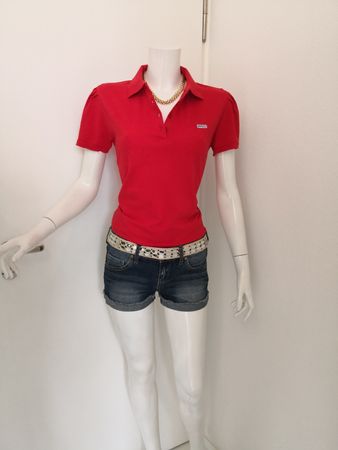 🤩MANGO POLO-T-SHIRT ROT MIT PUFF-ÄRMELN