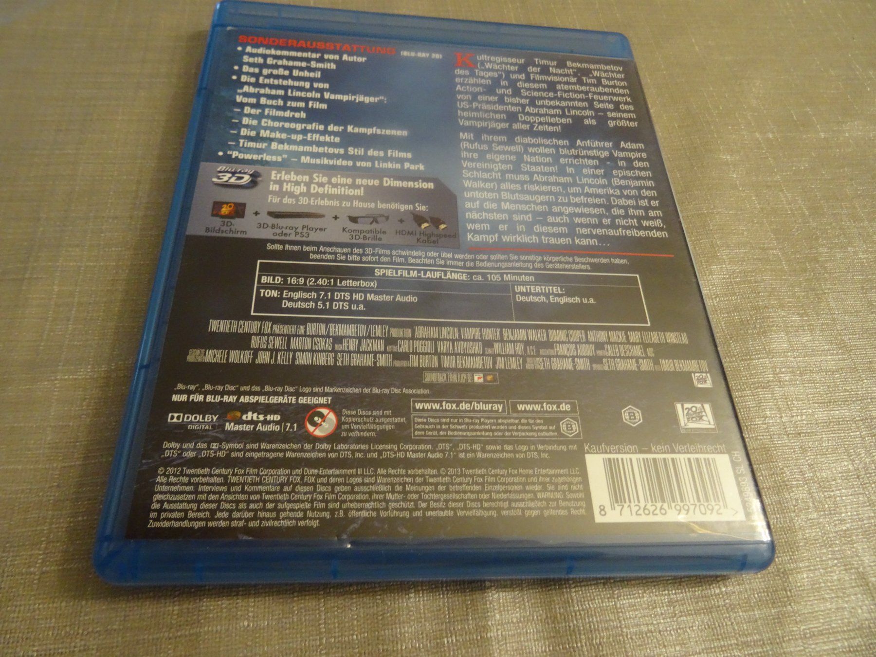 Tutti i DVDs: Abraham Lincoln Vampirjäger - Blu-Ray 3D + 2D – Usato da Olten venduto da Disc-Verkauf 2