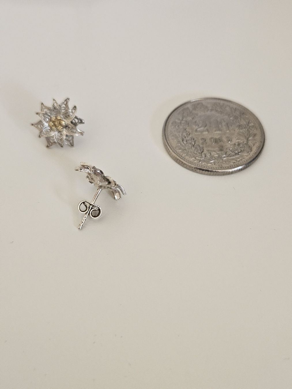 Boucles d'oreille: Silber Ohrstecker Edelweiss – Neuf (Voir description) à Lugano par pknoodle 3