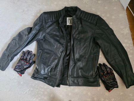 Highway 1 Motorrad Lederjacke (Büffelleder) & FIVE Handschuh