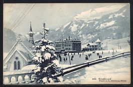 Grindelwald, Ortspartie mit Kirche im Wi