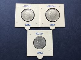 10/50/100 Lire Italia 1956  seltener Jahrgang