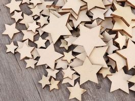 100 HOLZ STERNE - BASTELN - DEKORATION