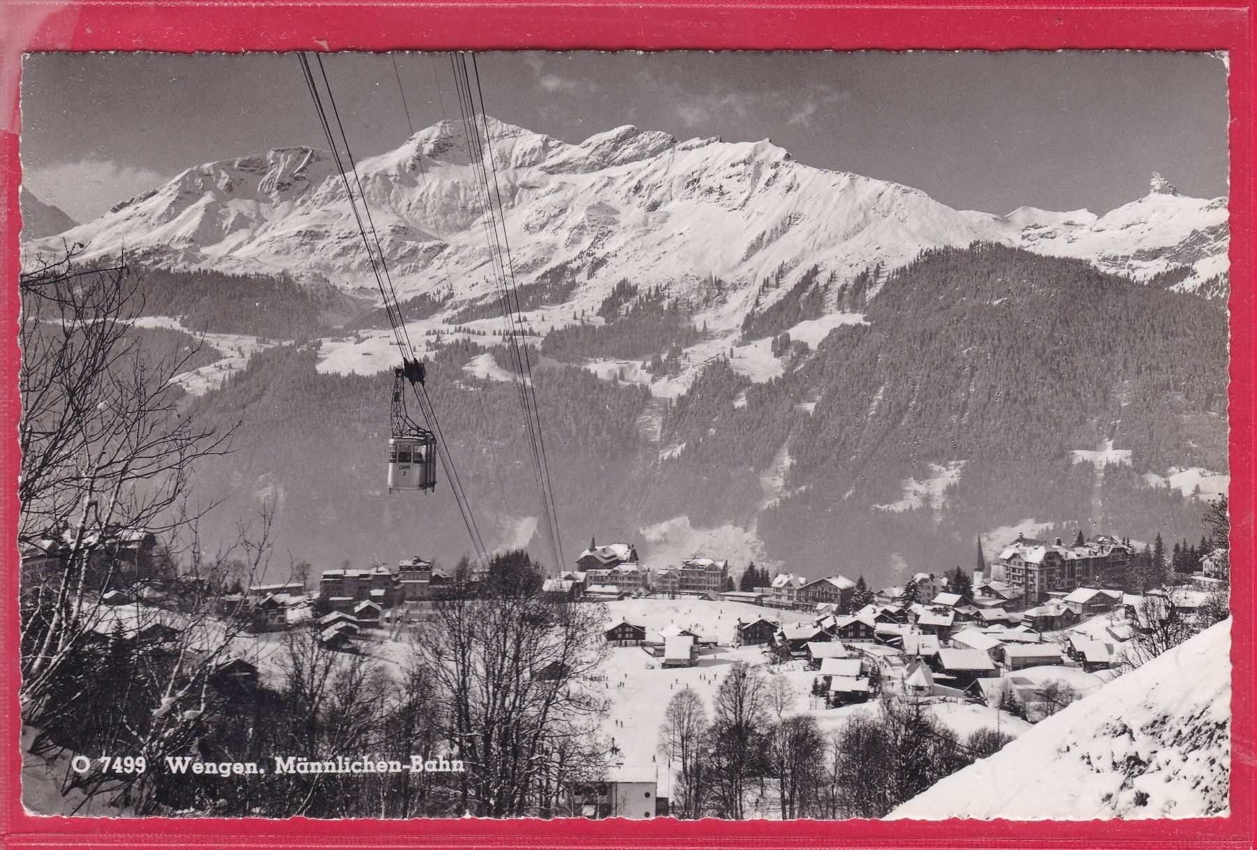 Cartoline postali: WENGEN, MÄNNLICHEN-BAHN, 17.1.1958 – Usato da Oberrieden venduto da Gebirgsstelze
