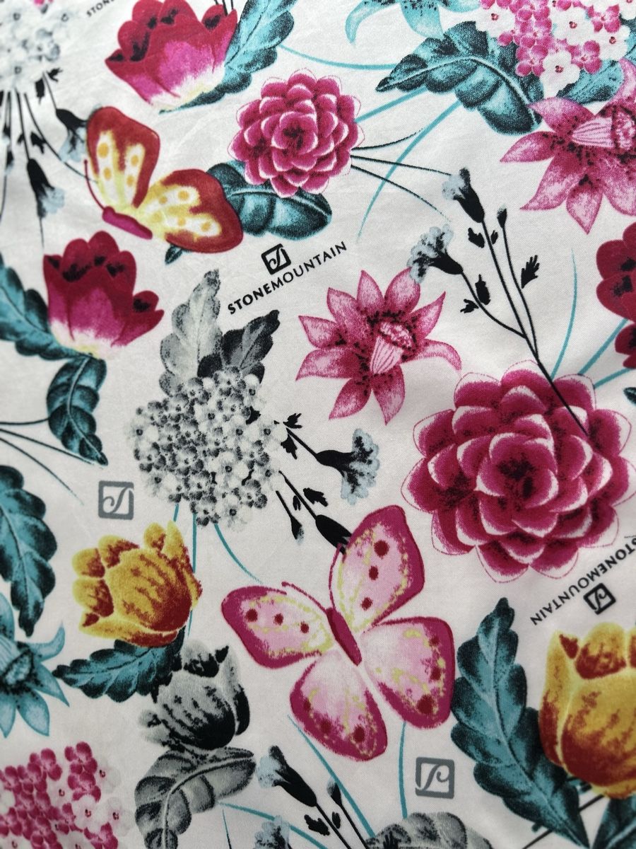 Polyester Foulard & Sciarpe: Scarf floral print 100% polyester Stonemountain colourful – Nuovo (secondo la descrizione) da Saland venduto da ele_vc96 1