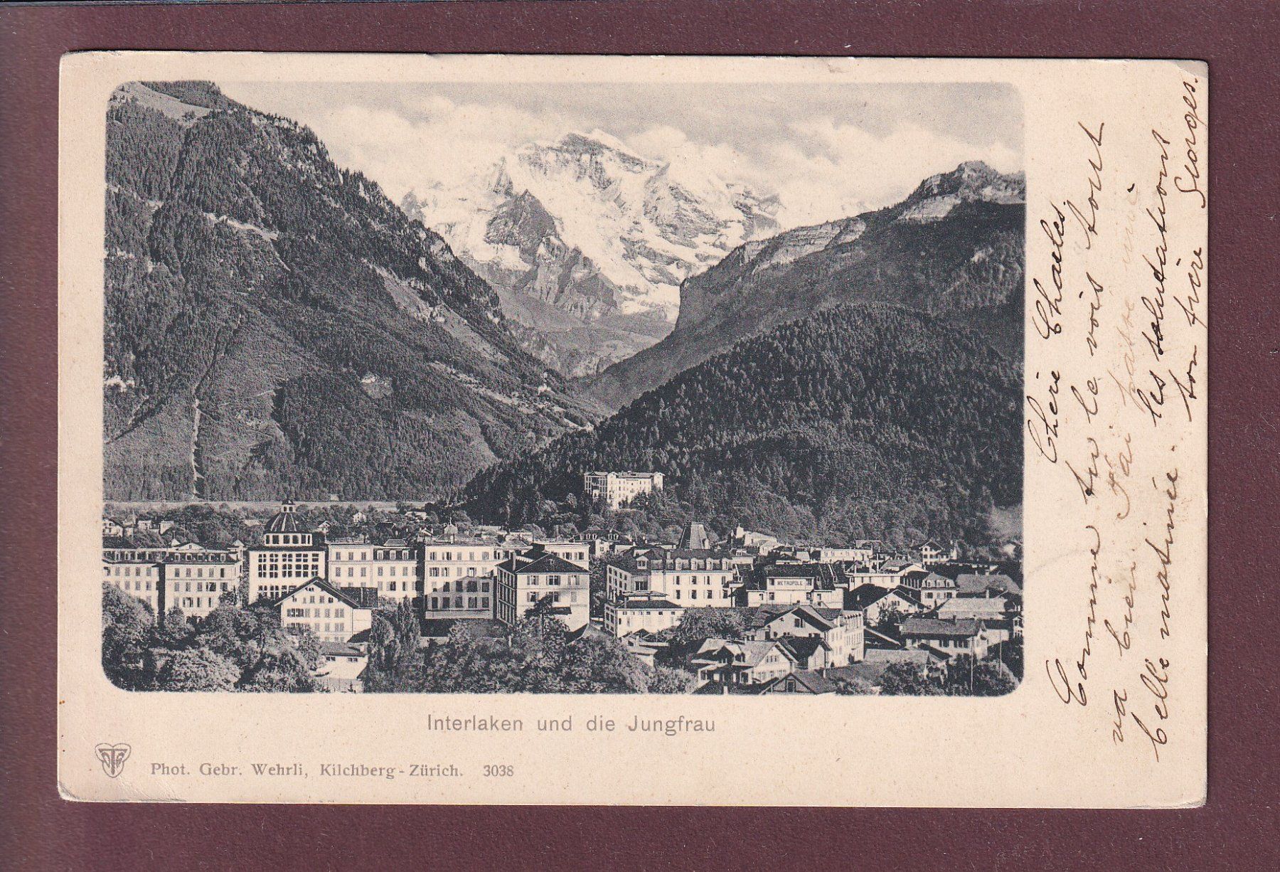 Cartoline postali: INTERLAKEN - Jungfrau - 1901 – Usato da Pully venduto da nicecards