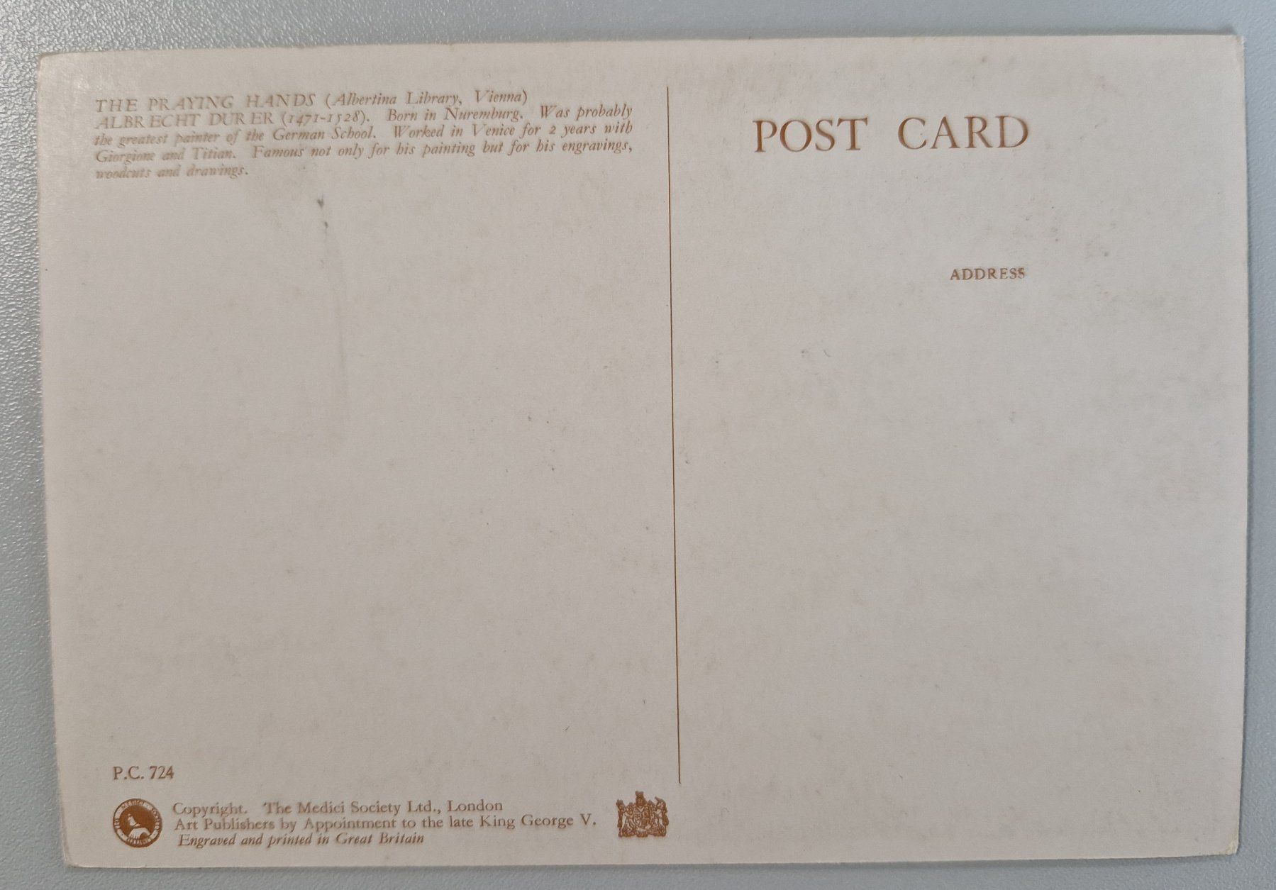 Cartoline postali: Albrecht Dürer - Betende Hände - top – Nuovo (secondo la descrizione) da Melchnau venduto da Fishel 1