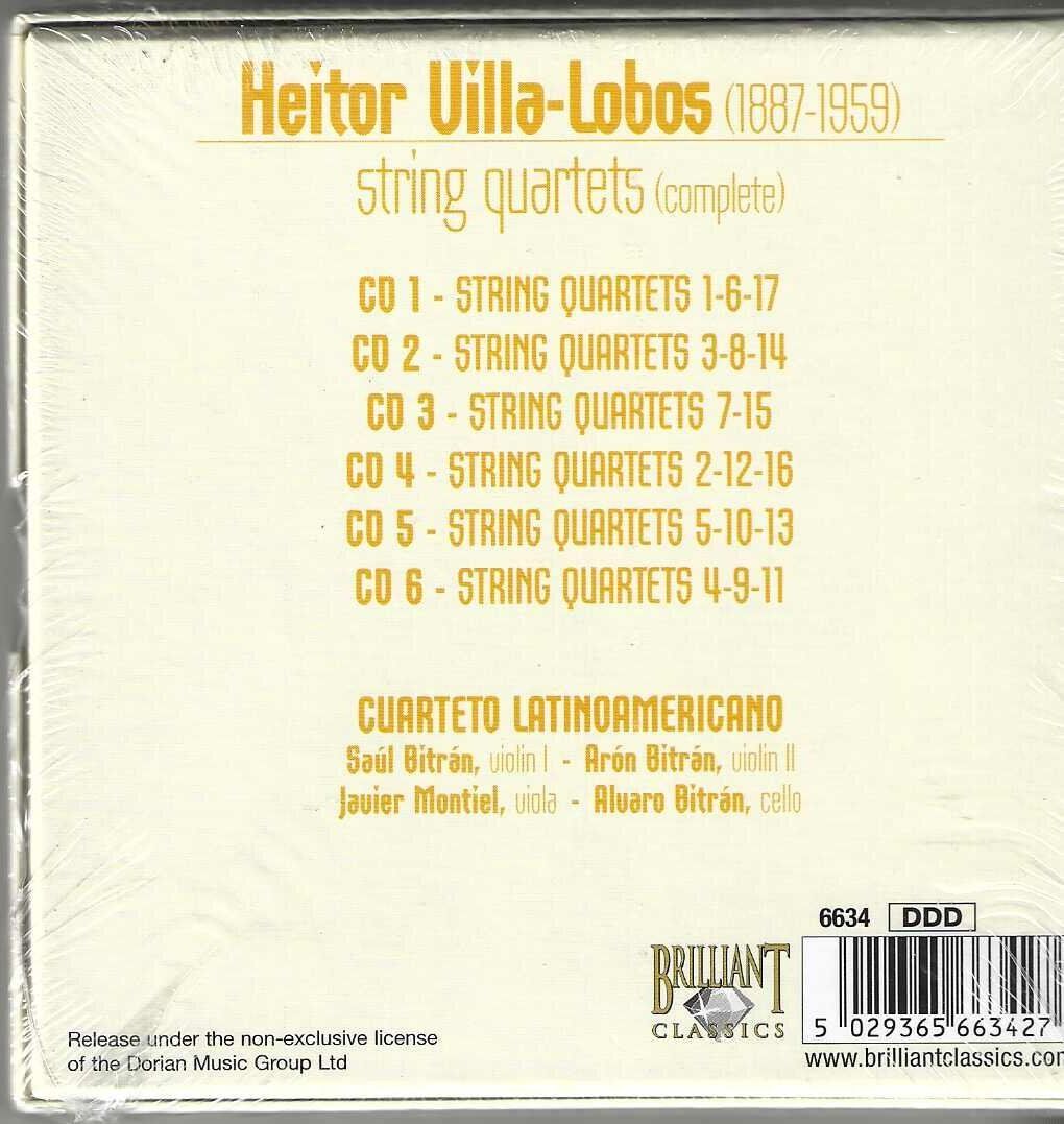 CD: Villa-Lobos ‎– String Quartets C - 6 X CD - Neue – Nuovo e nell'imballaggio originale da Genève venduto da CDLPBookS 1
