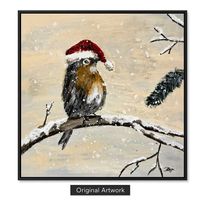 Acrylbild: Der kleine Weihnachtsbote