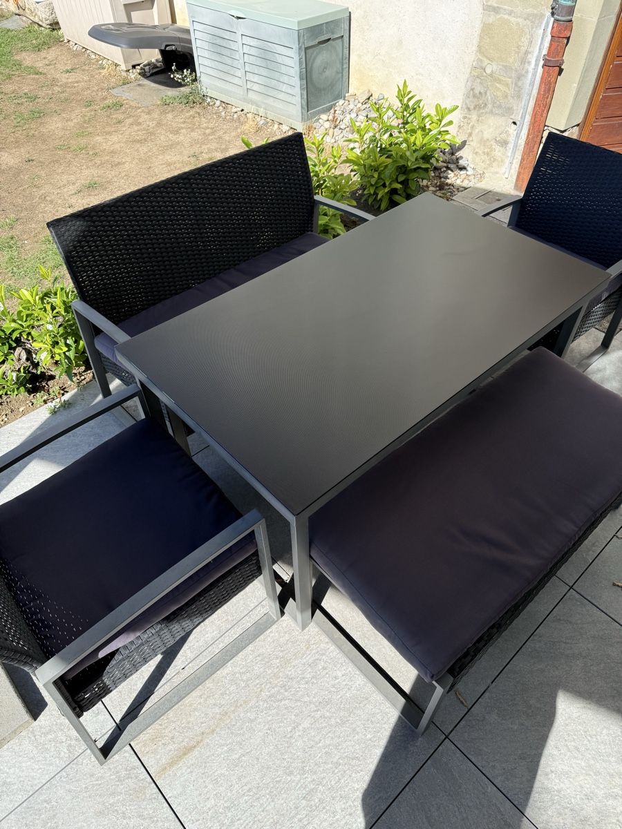 Tischset: Ensemble table et chaises jardin 4 pers. gris anthracite  – Gebraucht aus Crissier von ballydoolagh 3