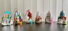 6 Glas-Weihnachtsornamente USA – New York, LA, Chicago, Wash