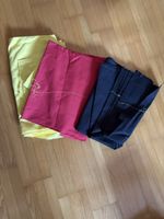 Stoffreste Set gelb rot dunkelblau 3 Stuecke neu