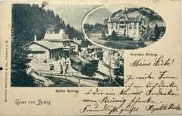 AK 126 jährig Kurhaus Brünig BE m. Bahn , Bahnhof belebt.