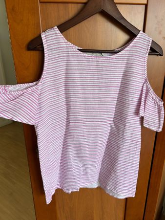 Sommer Off-Shoulder Top Vanessa Alexandra, 100% Leinen, Gr.S