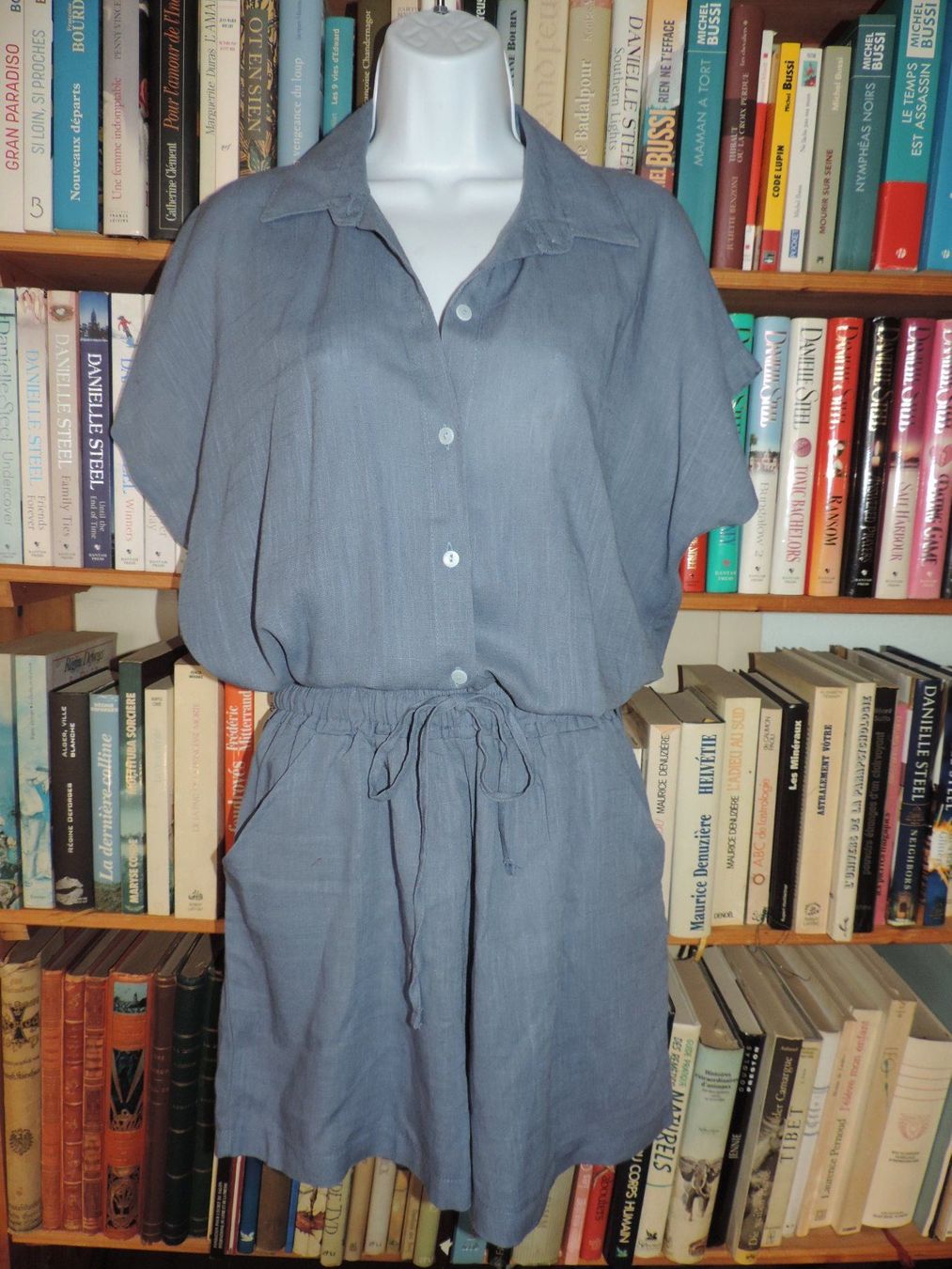 Lots de vêtements: ensemble short chemise bleu gris – D'occasion à Genève par Axelle333 6