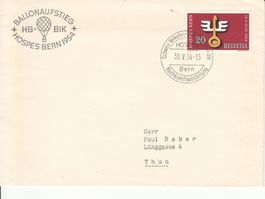 Sonderstempel S. 356 + 357 Ballonaufstieg Hospes Bern 1954