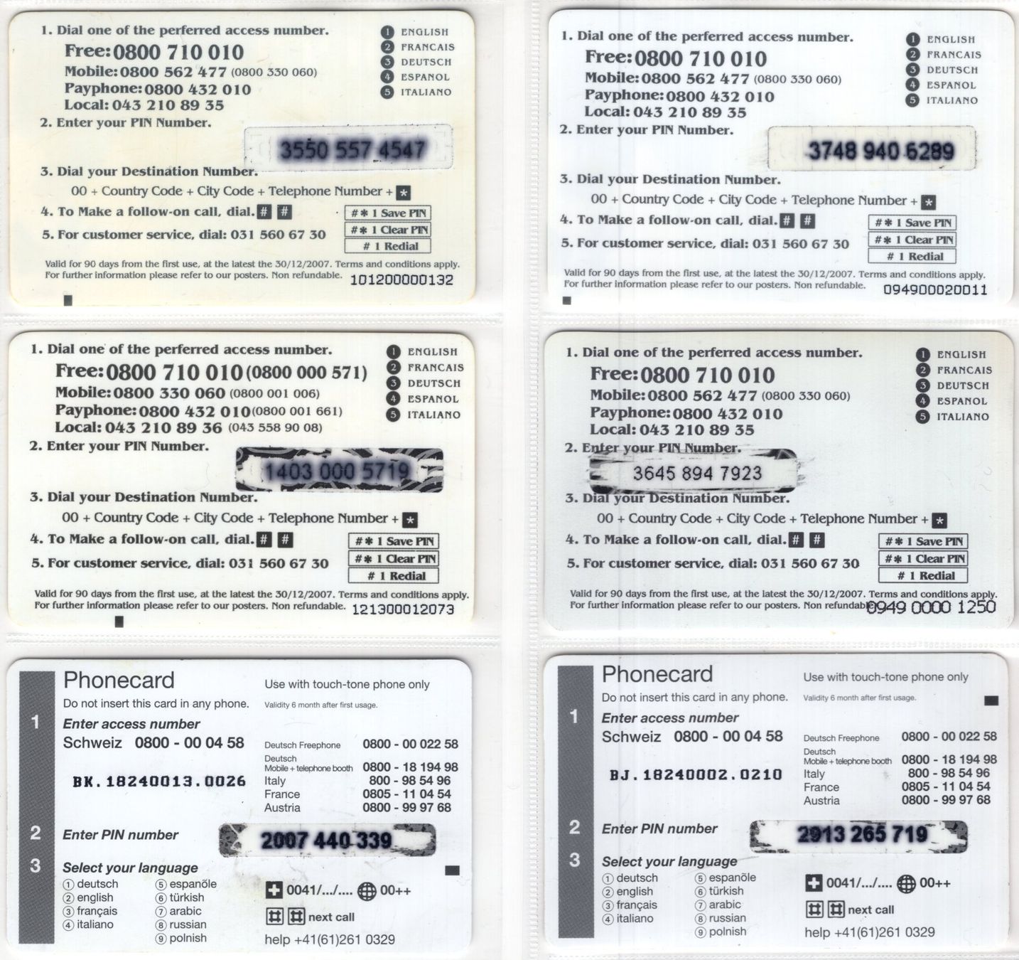 Schede telefoniche: select / SENLATINO - 6 Schweizer Prepaid Telefonkarten – Usato da Eglisau venduto da Chperfins 1