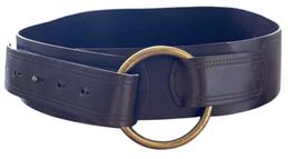 Ceinture vintage en cuir marron avec boucle dorée