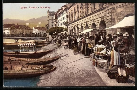 Ansichtskarten: AK Luzern, Markttag – Gebraucht aus Berlin von bartko-reher