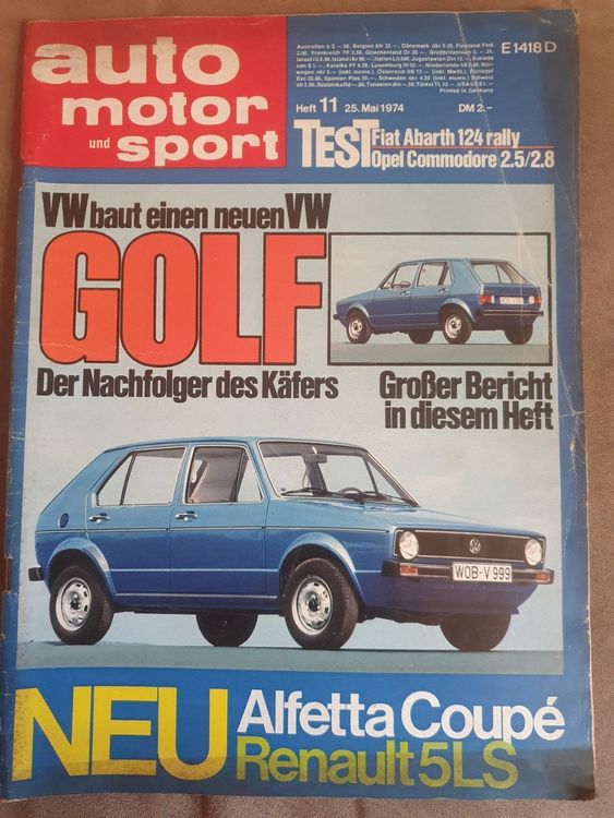 AMS 11/74 VW Golf 124 Abarth R 5 LS Commodore 2.5 2.8 xa (Gebraucht) in ...
