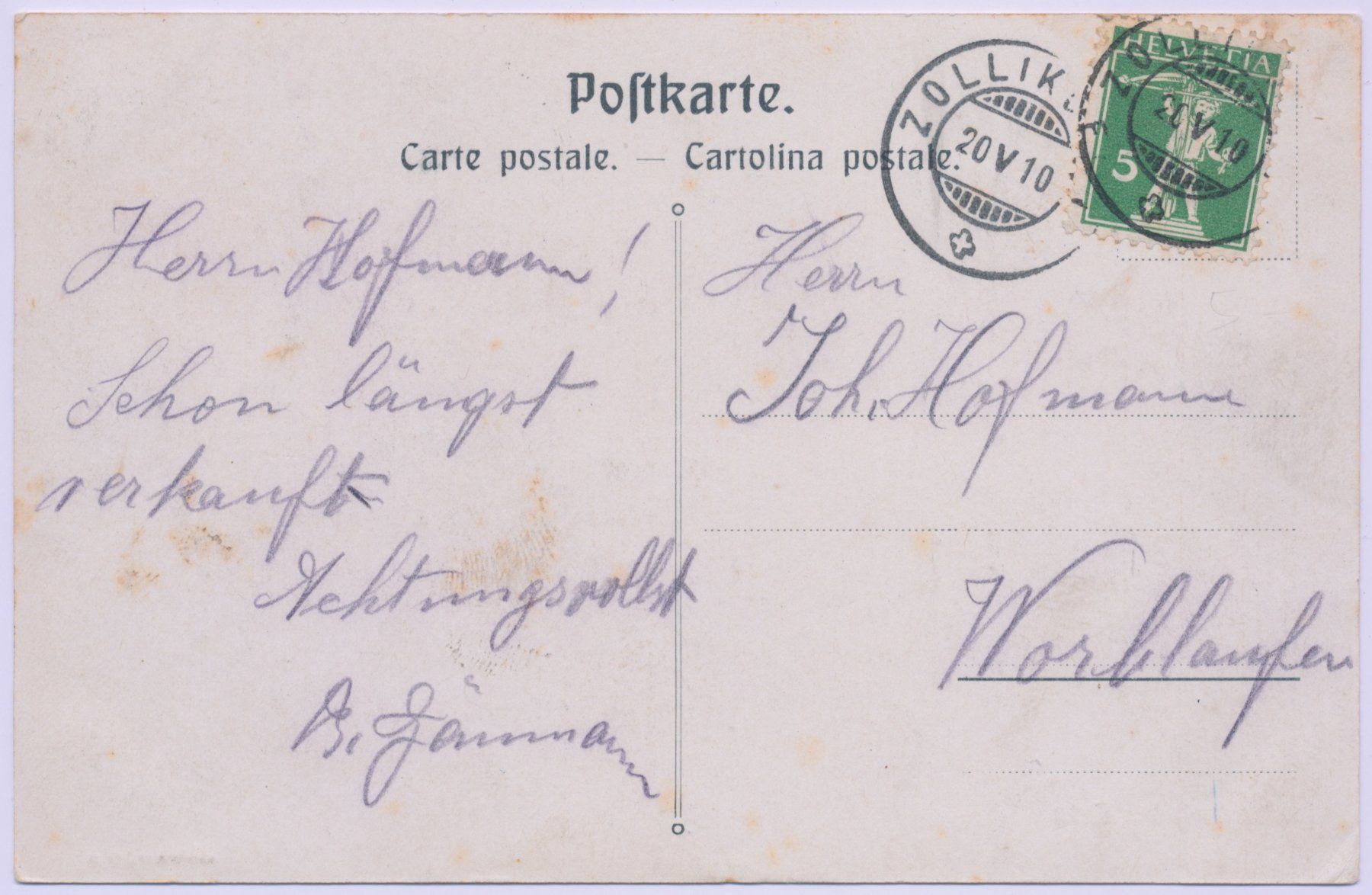 Cartoline postali: Reichenbach 1924 – Usato da Lützelflüh-Goldbach venduto da blauerkranich 1