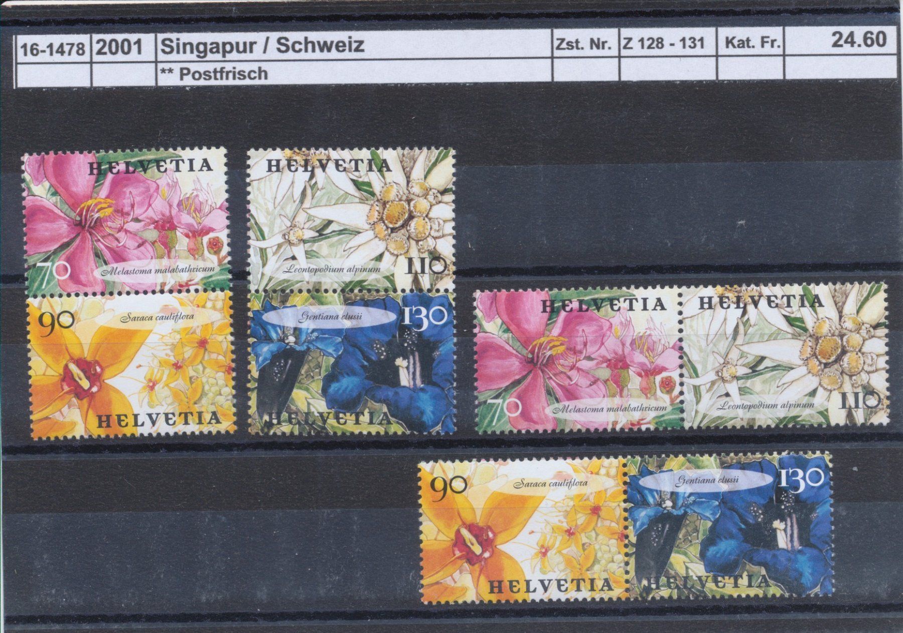 Tutti i francobolli: 2001 Zusammendrucke "Gemeinschaft Schweiz / Singapur", ** – Nuovo (secondo la descrizione) da Winterthur venduto da Zupogeru