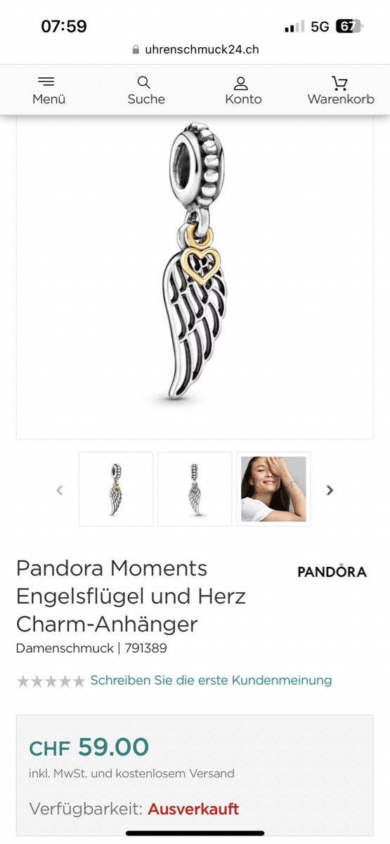 Pandora Anhänger: Pandora Flügel Charm – Gebraucht aus Rüti ZH von xweeknd 1