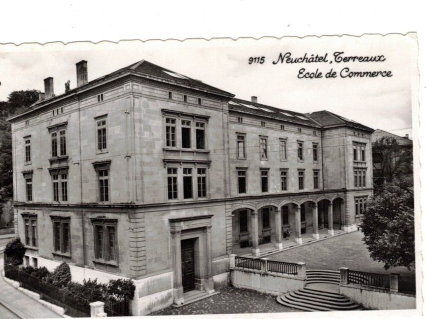 Cartoline postali: Neuchâtel Ecole de Commerce Poststempel 1948 – Usato da Widnau venduto da Seppl480
